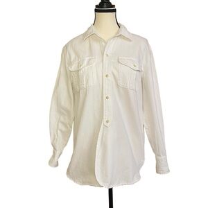 Madewell White Collared Shirt/Jacket Front Pockets Cotton Outerwear Button‎ Up